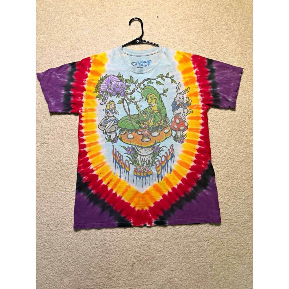 Liquid Blue Alice In Wonderland Who Are You Tie Dye T Shirt Medium Mad Hatter